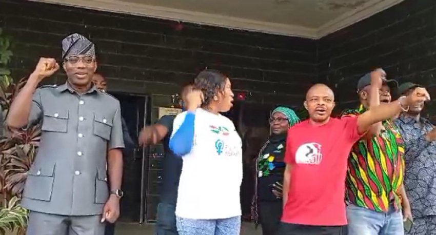 Ajaero, Sowore, others gather for protest against insecurity (PHOTO)