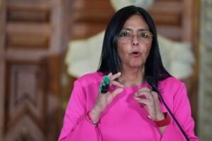 Delcy Rodriguez addresses the press