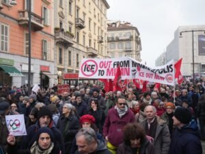 Milan protests decry ‘creeping fascism’ of ICE role at Winter Olympics