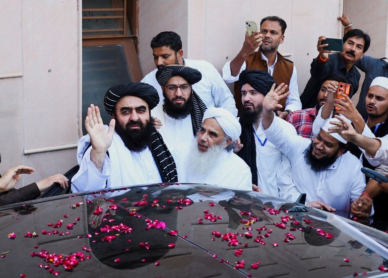 Taliban Foreign Minister Mawlawi Amir Khan Muttaqi at Darul Uloom Deoband in northern state of Uttar Pradesh, India