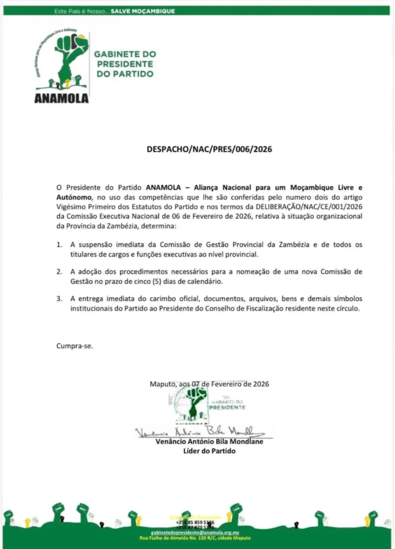 ANAMOLA suspende Comissão de Gestão Provincial da Zambézia
