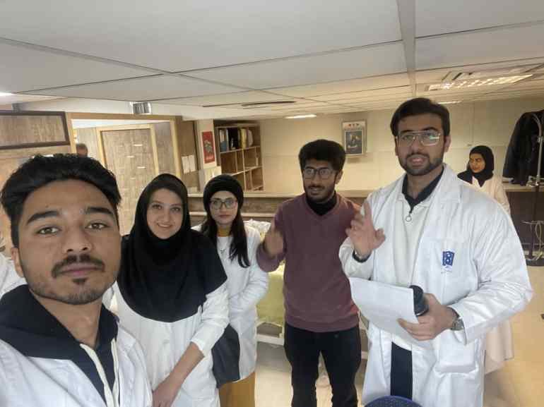 Muhammad Raza, left, with along with his fellow medical students in Tehran. [Courtesy Muhammad Raza]