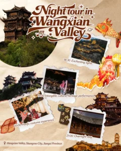 Excursão noturna ao Parque Cênico do Vale de Wangxian em Jiangxi.