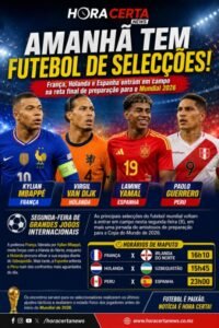 SEGUNDA-FEIRA DE GRANDES JOGOS INTERNACIONAIS