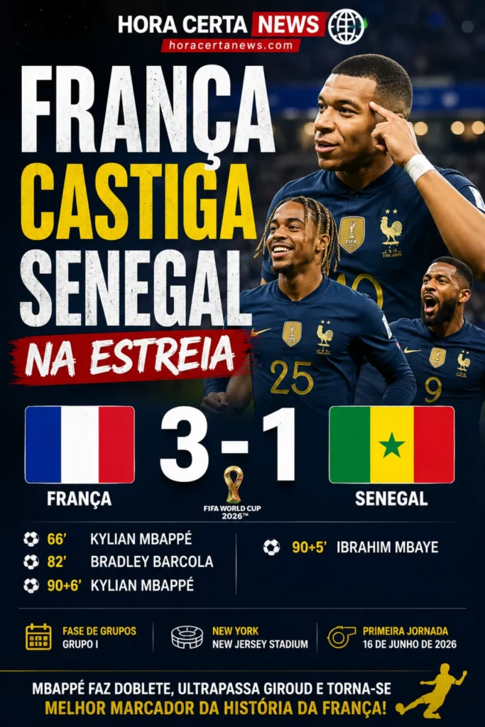 FRANÇA ENTRA COM AUTORIDADE NO MUNDIAL E DERROTA SENEGAL POR 3-1