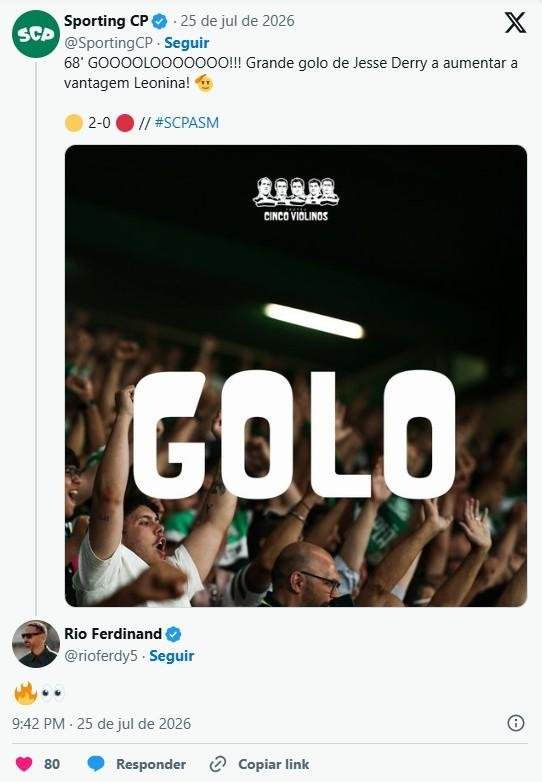 Sporting: Rio Ferdinand de olho em Jesse Derry