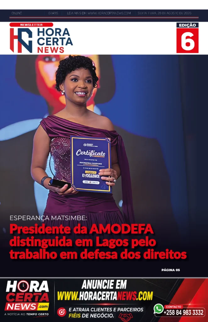 A Hora Certa News lança a Edição 006 da sua Newsletter, com destaque para Esperança Matsimbe, Presidente da AMODEFA, distinguida em Lagos.